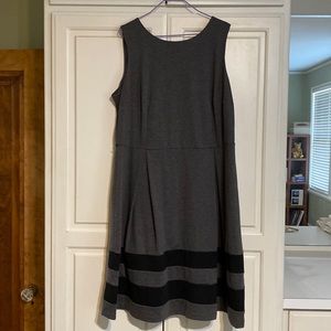 Gray dress with black stripes